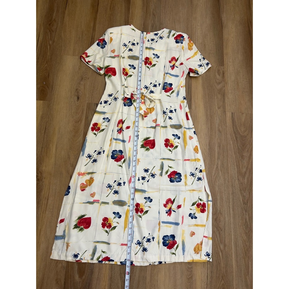 Vintage Jessica Howard Floral Print Pintuck Midi Dress 10 Rayon coastal prairie - Picture 7 of 7